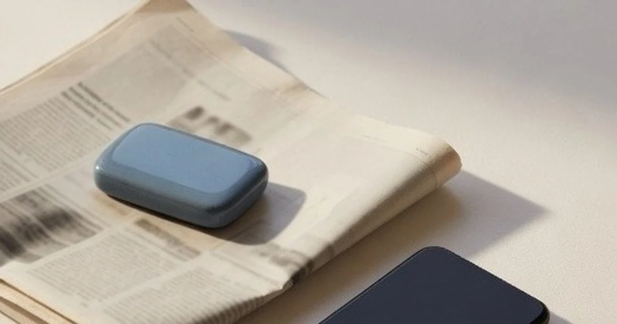 A generic black smartphone beside two folded newspapers on a cream desk.